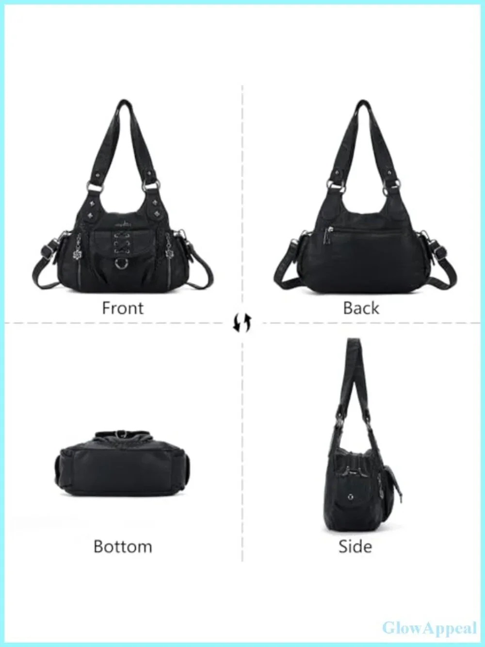 Y2K Hobo Shoulder Bag Vegan Leather Multi-Pocket Crossbody Purse